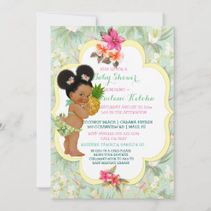 Baby Girl Bikini Tropical Luau Hawaiian Pineapple Invitation
