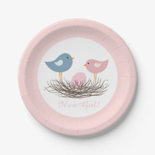 Baby Girl Bird's Nest   Baby Shower Paper Plate