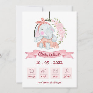 Baby Girl Birth Annoucement Announcement