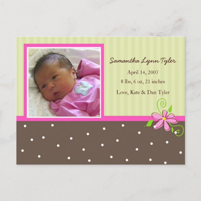 Baby Girl Birth Announcement (Front)