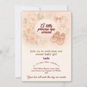 Baby Girl Birth Announcement Card
