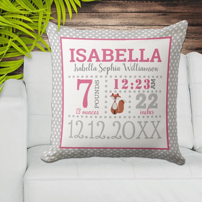 Baby Girl Birth Announcement Cushion (Creator Uploaded)