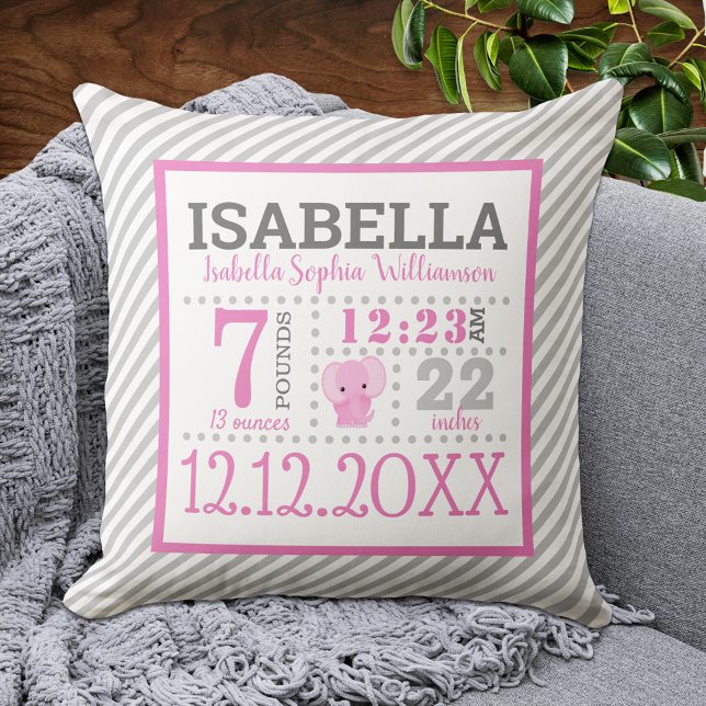 Baby Girl Birth Announcement Cushion (Creator Uploaded)
