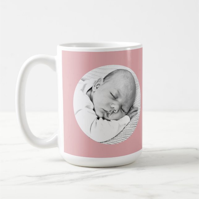 baby girl birth announcement photo coffee mug (Left)