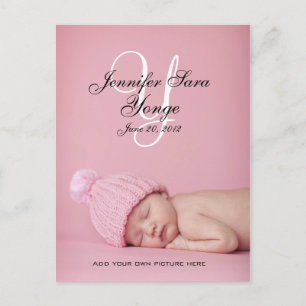 Baby Girl Birth Announcement Photo Postcards
