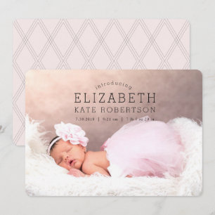 Baby Girl Birth Announcement Pink Photo Card