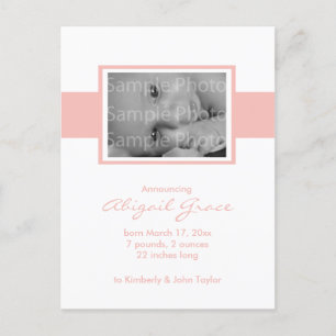 Baby Girl Birth Announcement Postcard