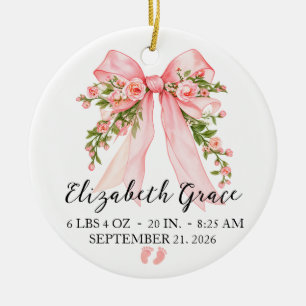 Baby Girl Birth Stats Name & Date Keepsake Ceramic Ornament