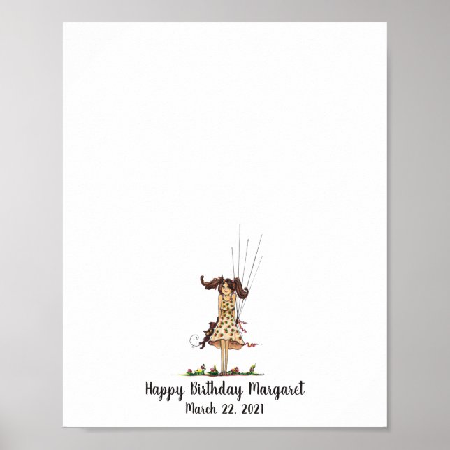 Baby Girl Birthday Fingerprint Guestbook (Front)