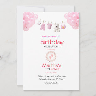baby girl birthday invitation card