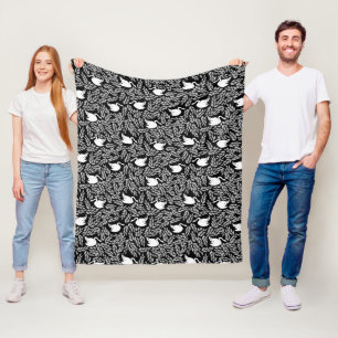 Baby Girl Black and White Swan Pattern Fleece Blanket