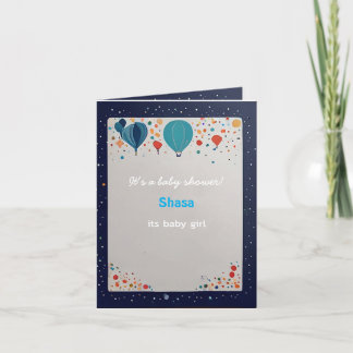 baby girl blue baloons celebration baby shower invitation