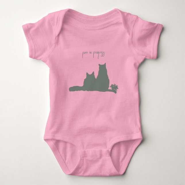 Baby Girl Body Suit with Cat Design Baby Bodysuit (Front)