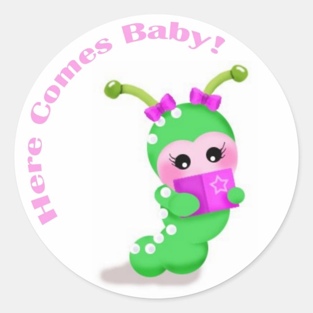 Baby Girl Bookworm Classic Round Sticker (Front)