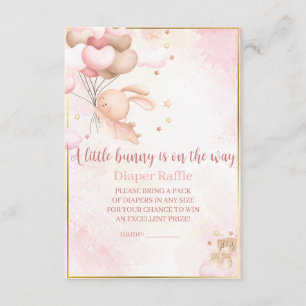 Baby Girl Bunny Baby Shower Diaper Raffle Enclosure Card