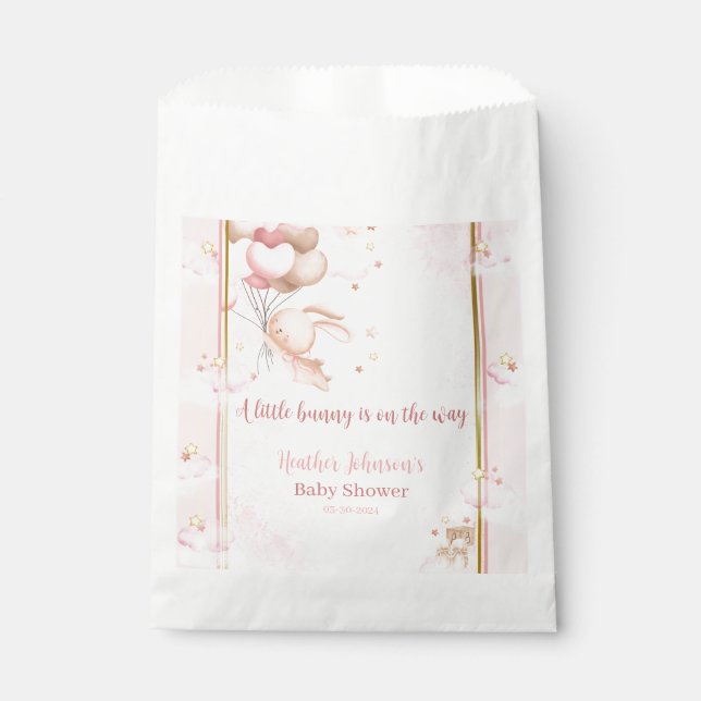 Baby Girl Bunny Baby Shower Favour Bag (Front)