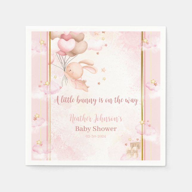 Baby Girl Bunny Baby Shower Napkin (Front)