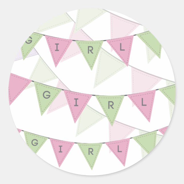 Baby Girl Bunting Banner Topper Label (Front)