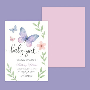 Baby Girl Butterfly Baby Shower Invitation