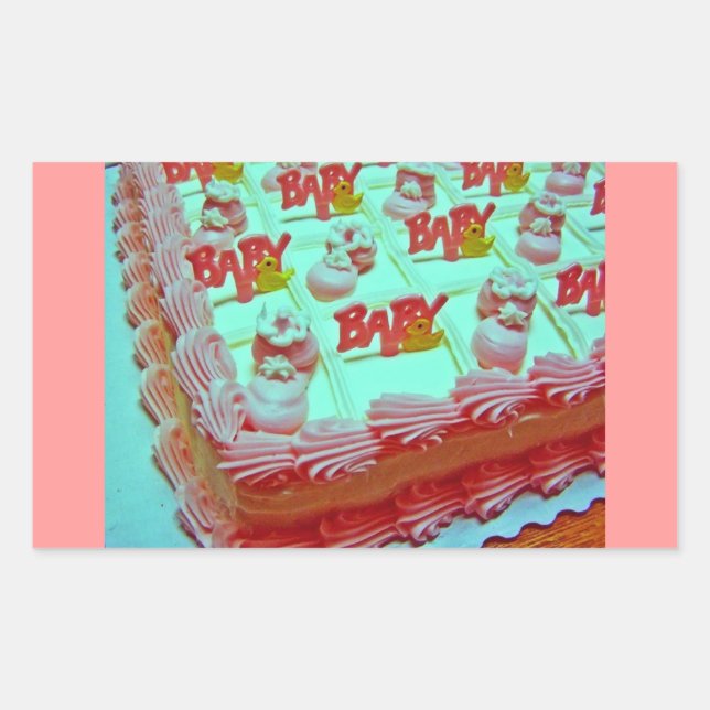 Baby Girl Cake Rectangular Sticker (Front)
