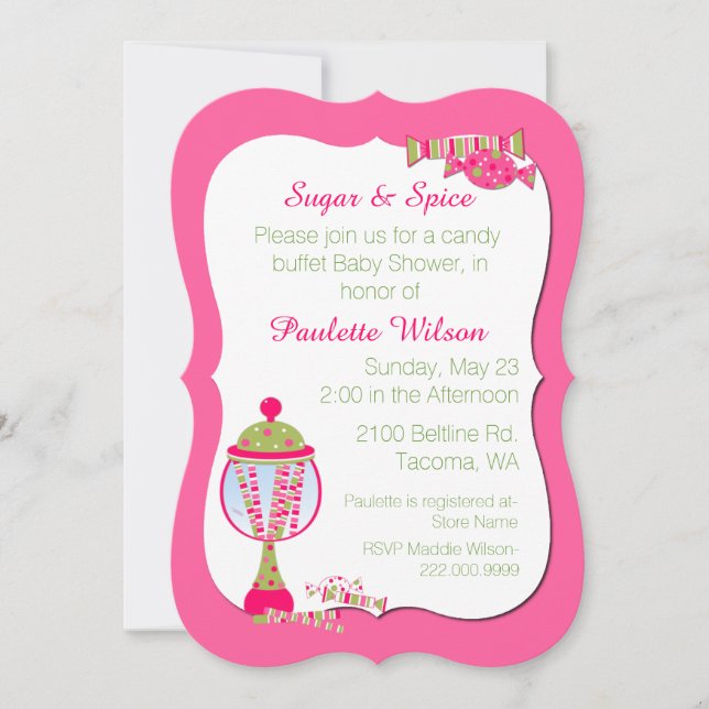 Baby Girl Candy Buffet Shower Invitation (Front)