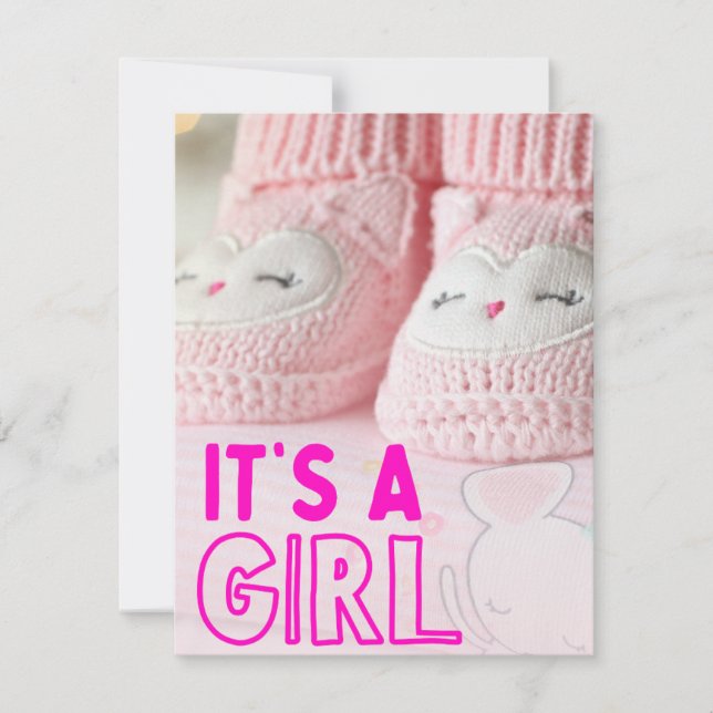 baby girl card , baby shower  (Front)