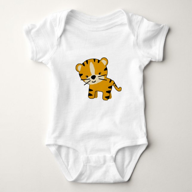 Baby Girl Cartoon Tiger Baby Bodysuit (Front)