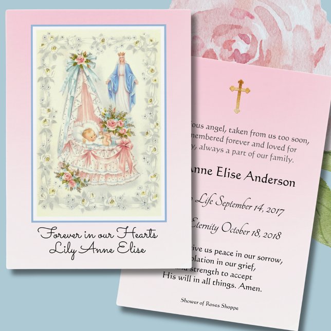 Baby Girl Catholic Funeral Memorial Holy Card - (Creator Uploaded)