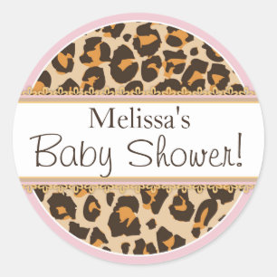 Baby Girl Cheetah Print Baby Shower Label