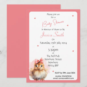 Baby Girl Chick Baby Shower Invitation