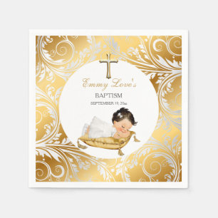 Baby Girl Christening Baptism Gold Silver Napkin