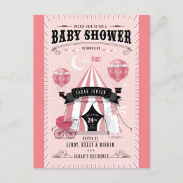 Baby Girl Circus Baby Shower Invitation