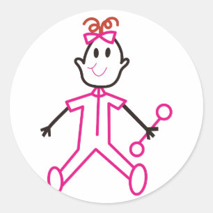 Baby Girl Classic Round Sticker