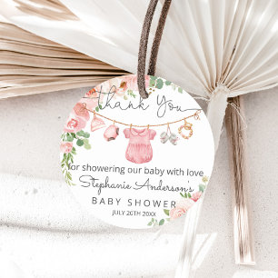 Baby Girl Clothes Baby Shower Round Favor Label