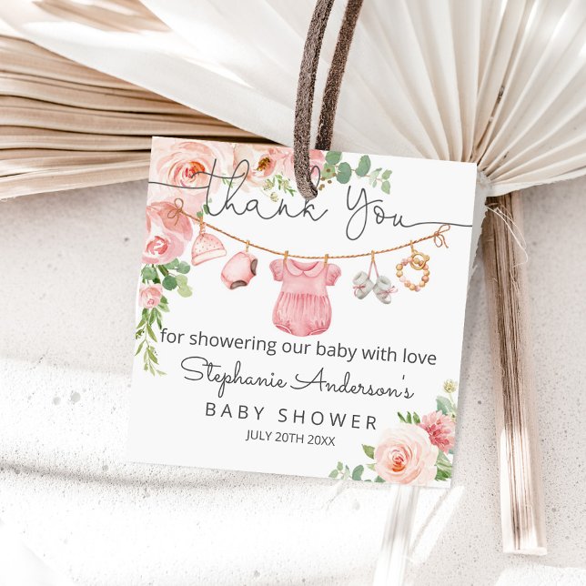 Baby Girl Clothes Baby Shower Square Favour Label (Creator Uploaded)