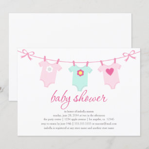 Baby Girl Clothes   Pink Invitation