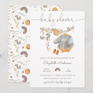 Baby Girl Clothesline Baby Shower Invitation