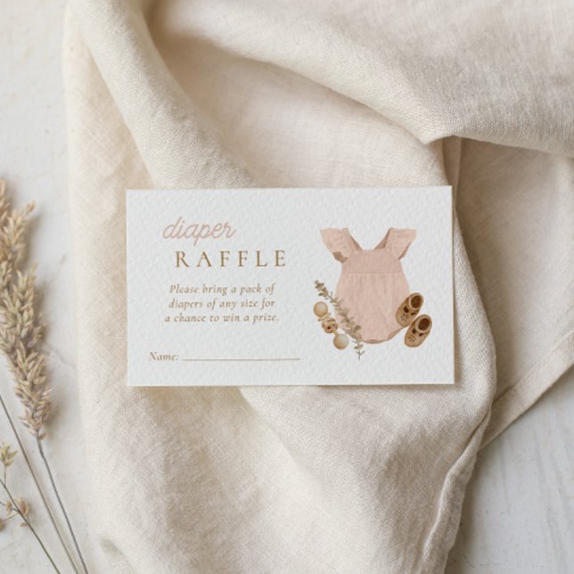 Baby Girl Clothesline Boho Diaper Raffle Enclosure Card (Creator Uploaded)