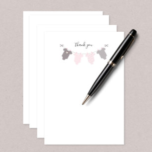 Baby Girl clothesline thank you note Card