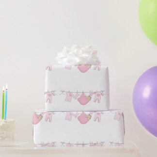 Baby Girl Clothesline Wrapping Paper