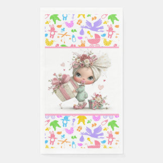 Baby Girl Colorful Baby Shower  Napkin
