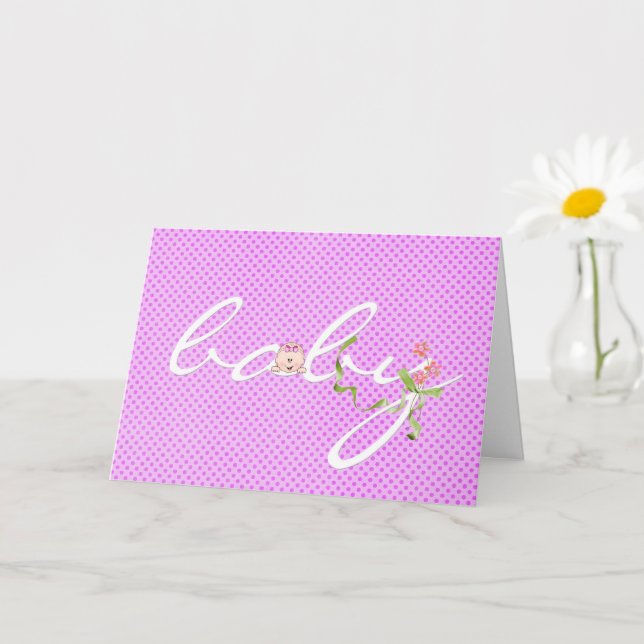 Baby Girl Congratulations  Card (Small Plant)