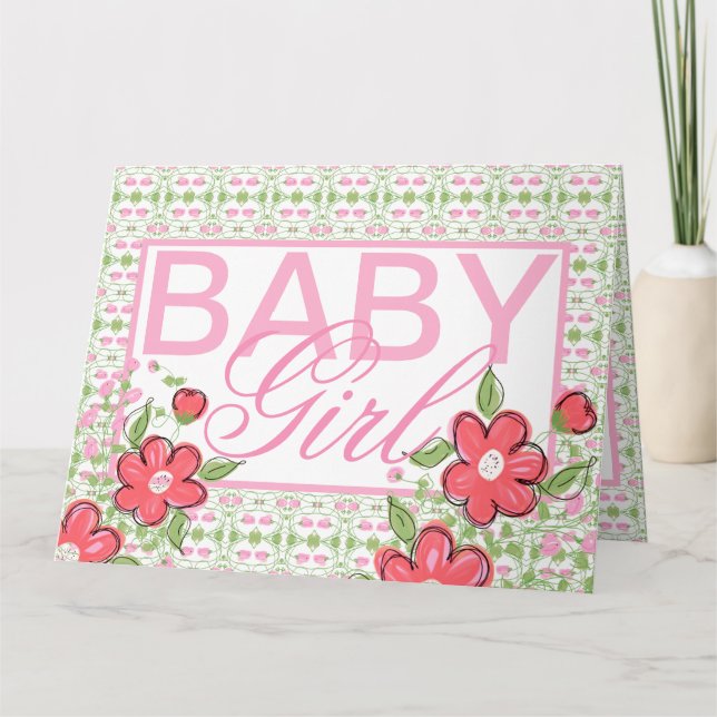 Baby Girl Congratulations Paper Greeting Card (Front)