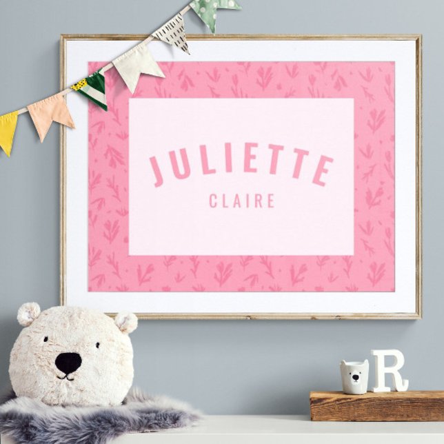 Baby Girl Custom Name Print Pink Nursery Wall Art (Creator Uploaded)