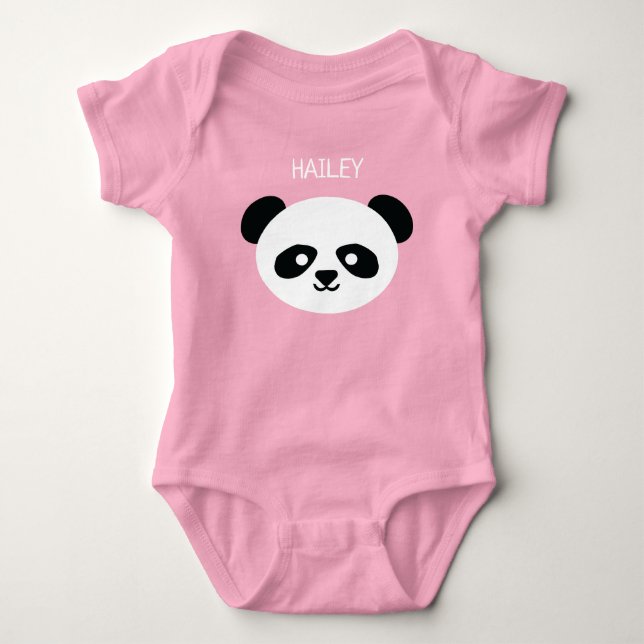 Baby Girl Cute Panda Personalised Kawaii Bodysuit (Front)
