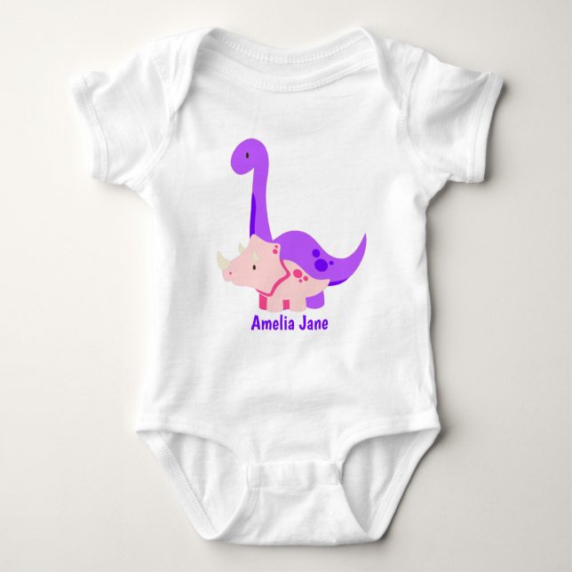 Baby Girl Dinosaur Purple Bodysuit (Front)