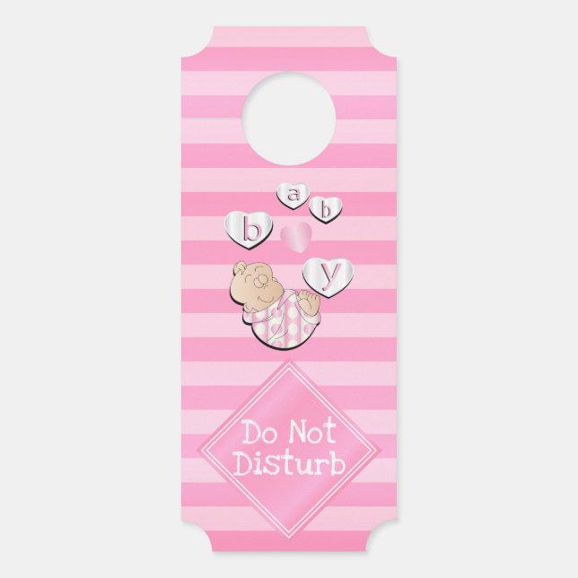 Baby Girl - Do Not Disturb - Pink Door Hanger (Front)