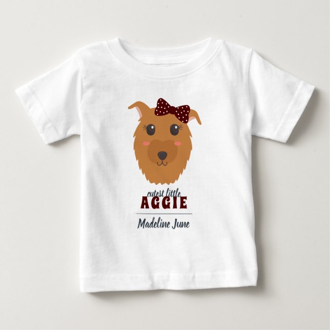 Baby Girl Dog Maroon T-Shirt (Front)