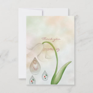 Baby girl droplets design thank you card