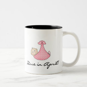 Baby Girl Due in April Two-Tone Coffee Mug